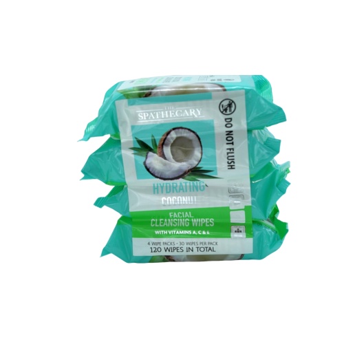 Hydrating Coconut Facial Cleansing Wipes 4pks. x 30 Wipes The Spathecary