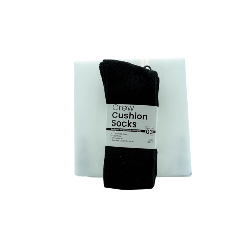 Crew Cushion Socks Black 3pk. Size 10-13