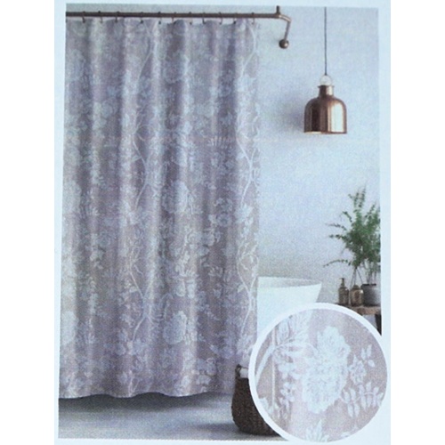 Shower Curtain Taupe Floral 70x72 Inch Polyester Printed Fabric