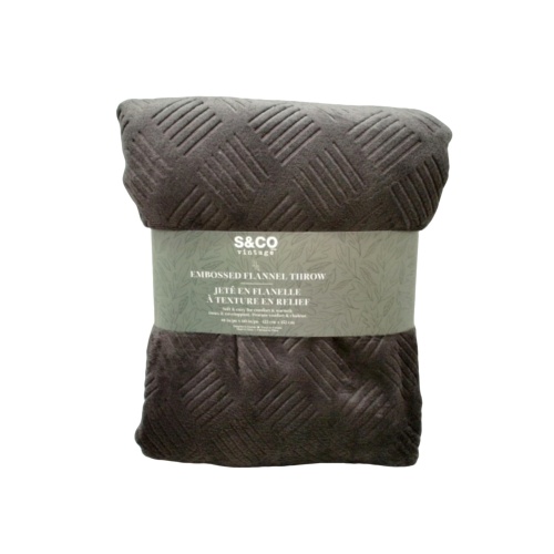 Embossed Flannel Throw Black 48 x 60