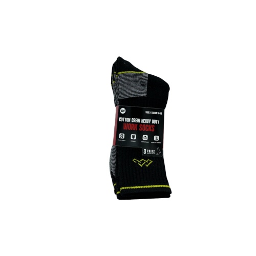 Work Socks 3pk. Size 10-13 Heavy Duty Cotton Mega(endcap)(promo)