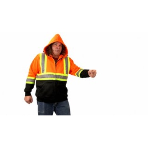 High Visiblility Full Zip Hooded Sweatshirt Large Bedrok