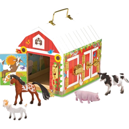 Wooden Latches Barn 4 Play Figures & Barn Melissa & Doug