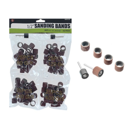 Sanding Bands 1/2 100pcs. (4x25) w/2 Rubber Mandrels