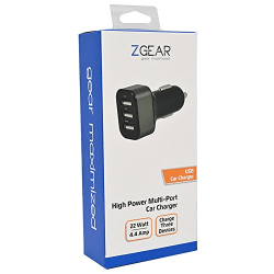 High Power USB Car Charger 3 Port Z Gear