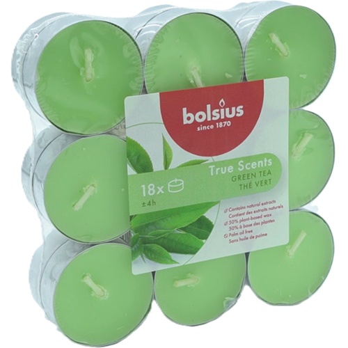Tealight Candles 18pk. Green Tea True Scents Bolsius