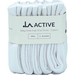 Baby Knee High Grip Socks 5pk. White La Active