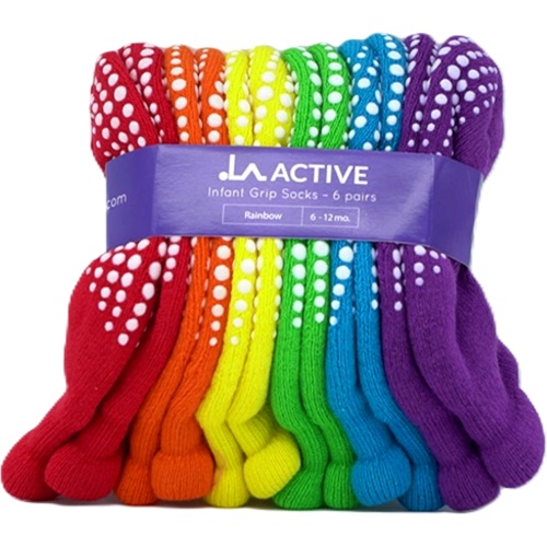 Infant Grip Socks 6pk. Rainbow La Active