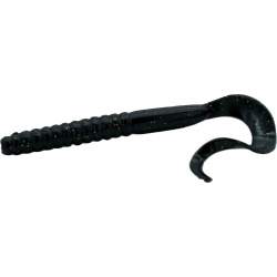 Ribbon Tail Worms 7 10pk. Black W/ Gold Flake Matzuo"