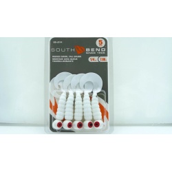 Rigged Swirl Tail Grubs 1/4oz. 5pk. White Southbend