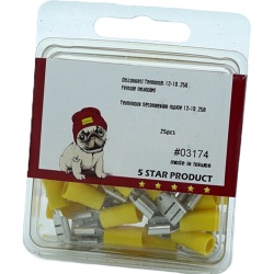 Female Disconnect Terminals .250 12-10 25pk. Yellow Vinyl Insulated Tuf Pug