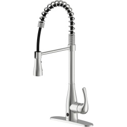Touchless Kitchen Faucet Spring Neck Brushed Nickel Flow