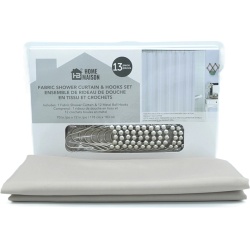 Fabric Shower Curtain & Hook Set 13pc. Home Maison