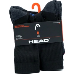 Men's Crew Socks 8pk. Black Size 7-12 Half Cushion Breathable Mesh Head (endcap)