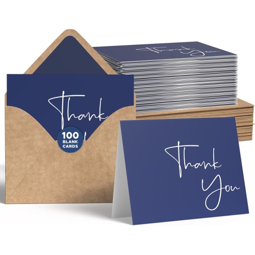 Navy Blue Thank You Cards 100pk. Vns Creations