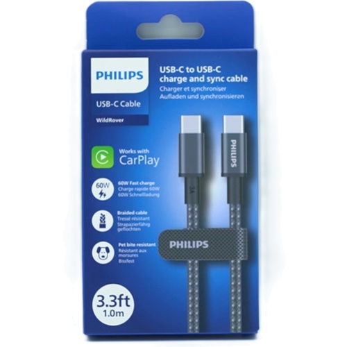 USB C - USB C 3.3Ft Braided Cable Philips
