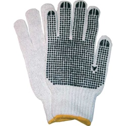 Gloves knitted cotton blk dots yellow doz M