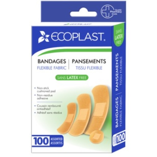 Bandages Flexible Fabric 100pk. Assorted Ecoplast