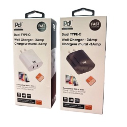 Wall Charger Dual USB C 3A Ass't Colours PDI