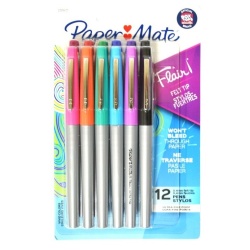 Felt Tip Pens 12Pk Vivid Colours Paper Mate