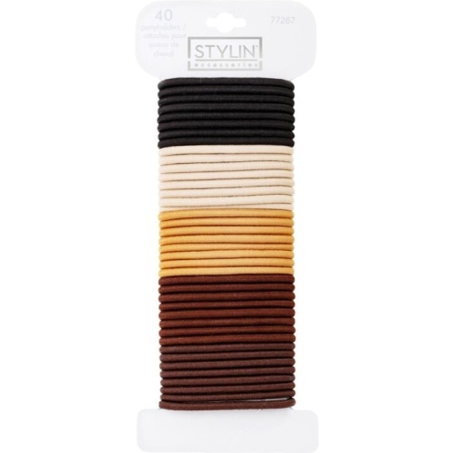 Hair Elastics 40Pk Browns Stlyin