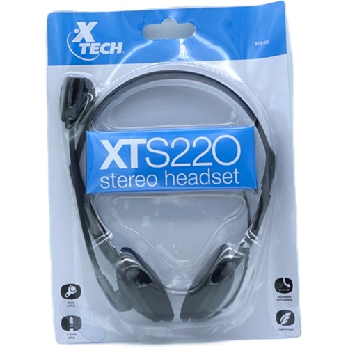 Stereo Headset w/Boom Mic 3.5mm Black Xtech