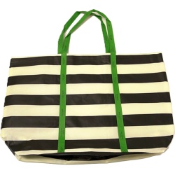 Reusable Shopping Bag Large Black & White Striped Kate Spade