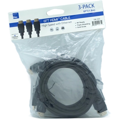 Hdmi Cable 6' 3pk. 4k Ready Sky Wire (or $2.99ea.)