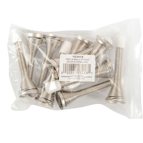 Spring Door Stops 10PC 3in Silver