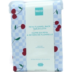 PEVA Flannel Back Tablecloth 60 x 84" Cherries On Checkers S & Co Home"