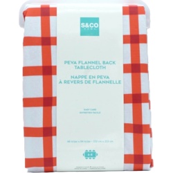 PEVA Flannel Back Tablecloth 60 x 84" Red Plaid S & Co Home"