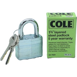 1-3/4 Layered Steel Padlock Keyed Alike Cole"