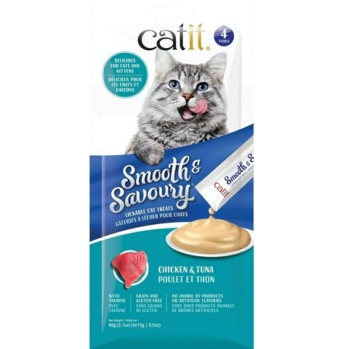 Lickable Cat Treats Chicken & Tuna 4 x 15g. Smooth & Savoury Catit or 3 for $4.99