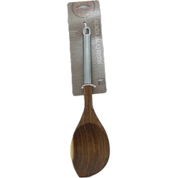 10 Acacia Salad Spoon w/Stainless Steel Handle Natural Home Collection"