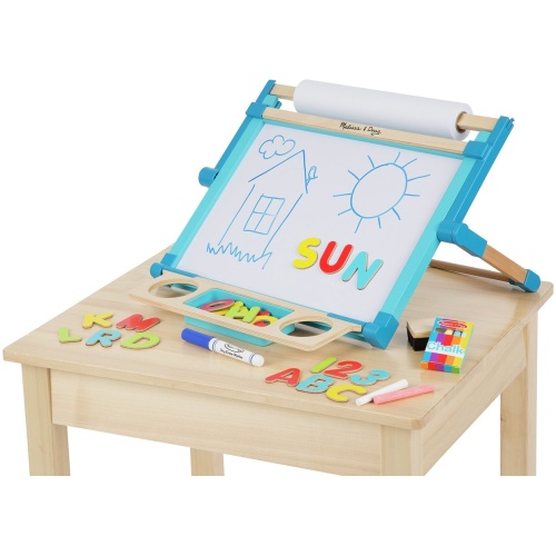 Wooden Double Sided Tabletop Easel w/Chalk, Magnets, Marker & Paper Roll Melissa & Doug