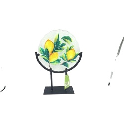 Table Décor Stained Glass On Stand Lemons 8.75 x 12.5" Place & Time"