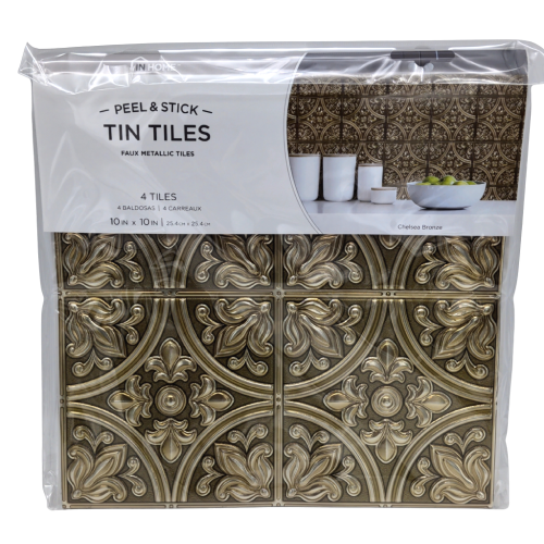 Peel & Stick Tin Tiles Chelsea Bronze 10 x 10