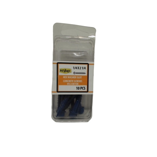 Concrete Screws Tapcon 1/4 x 2-1/4 10pk. Hex Washer Slot Fitsfast