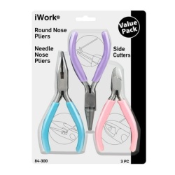 3pc. Pliers Set 4.5 Round Nose, Needle Nose & Side Cutters Iwork"