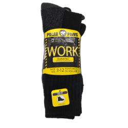 Work Socks 2pk. Black Size 7-12 Polar Paws