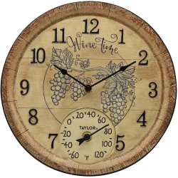 Decorative Clock w/Thermometer 14 Indoor/Outdoor Taylor"