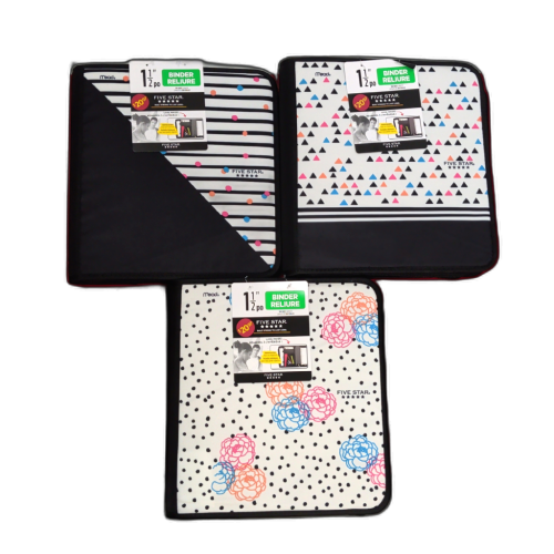 1.5 Zipper Binder Assorted Black & White Five Star