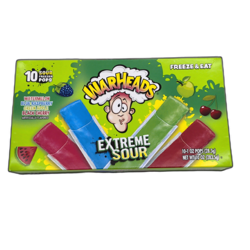 Warheads Extreme Sour Freezer Pops 10pk. Assorted Flavours 283.5g.