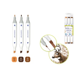 Alcohol Based Twin Markers Fine+Chisel Tips 3pk G) Earth