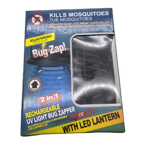 2 In 1 Rechargeable Uv Light Bug Zipper & Led Lantern Solar Powered