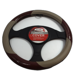 Burlwood Steering Wheel Cover Faux Wood Grain & Beige Allison