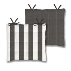 Seat Cushion Black 16 x 16" Reversible Cabana"