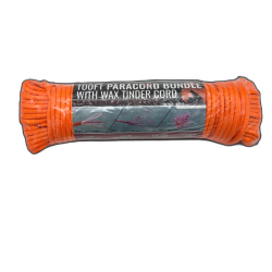 Paracord 100' Orange 550lb. W/wax Tinder Cord