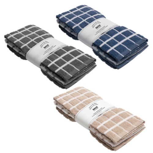 Checkered Terry Kitchen Towel 3 Pack 16x24 Inch Assorted Colours
