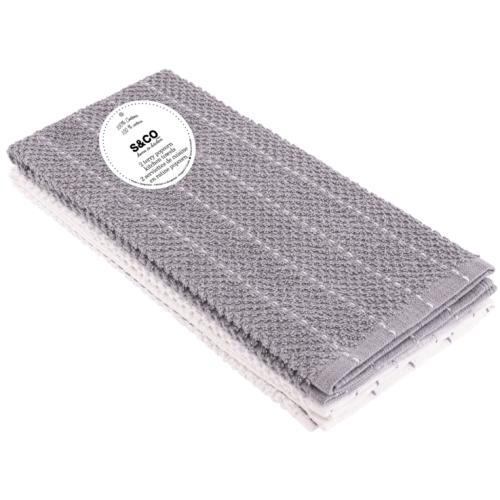 Grey Terry Popcorn Kitchen Towels 2 Pack 16x24 Inch